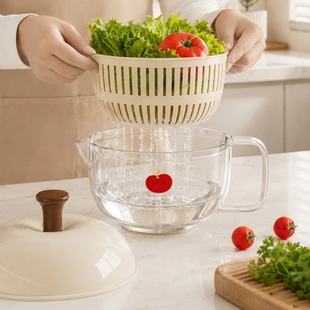 Salad Spinner for High-Speed Drying and Detachable Colander and Bowl
