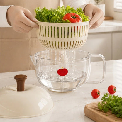 Salad Spinner for High-Speed Drying and Detachable Colander and Bowl