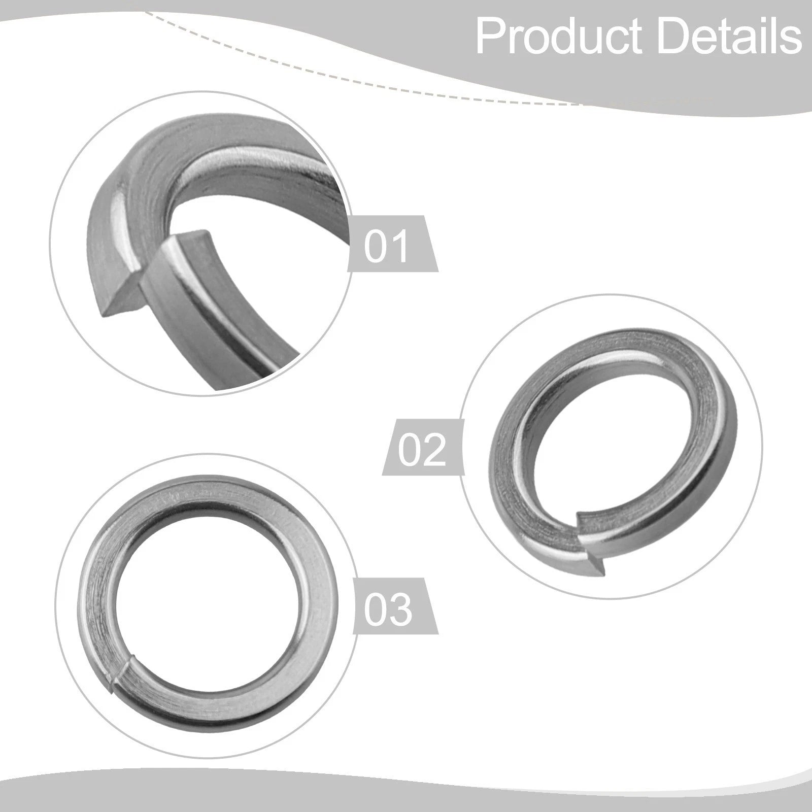 480pcs Assorted Spring Lock Washers Stainless Steel for Construction