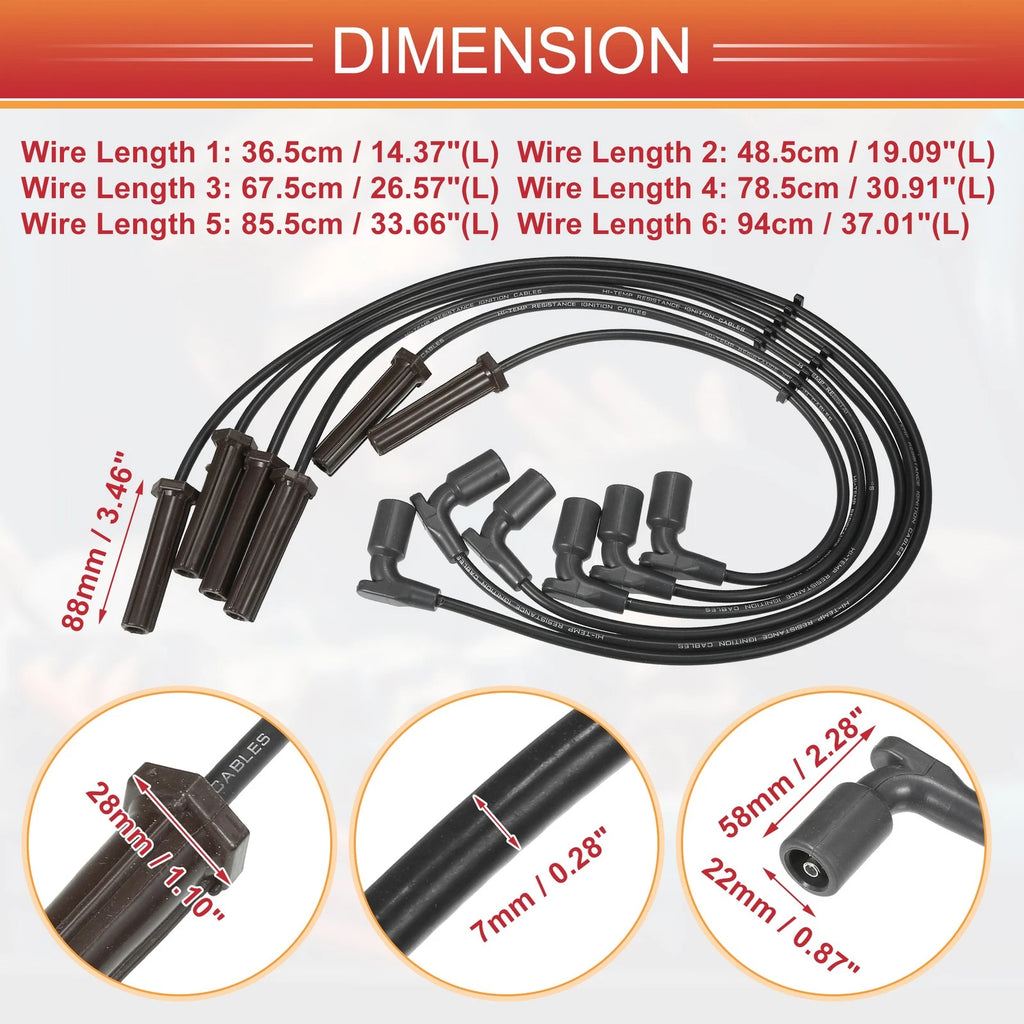 Spark Plug Wire Set 6 Pcs Replacement for Chevrolet Equinox (2014–2017)