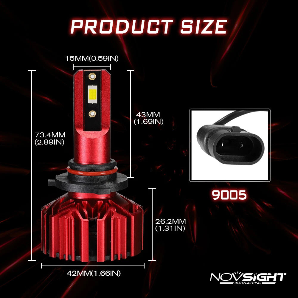 2X 9005 HB3 LED Headlight Bulbs Kit for Car (6000K)