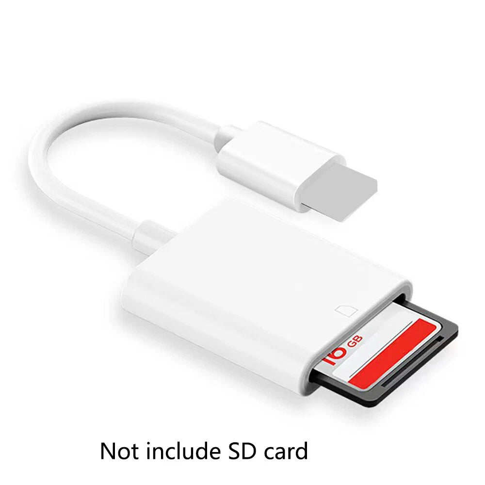 SD Card Adapter Camera Reader for iPad iPhone (6–14 Pro Max)
