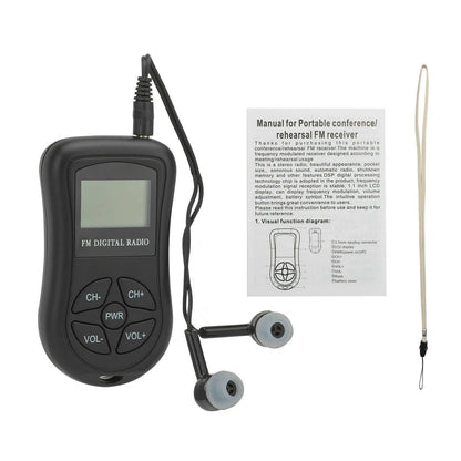 Mini Digital LCD Screen FM Radio Receiver with Earbuds for Universal Use (60-108 MHz)
