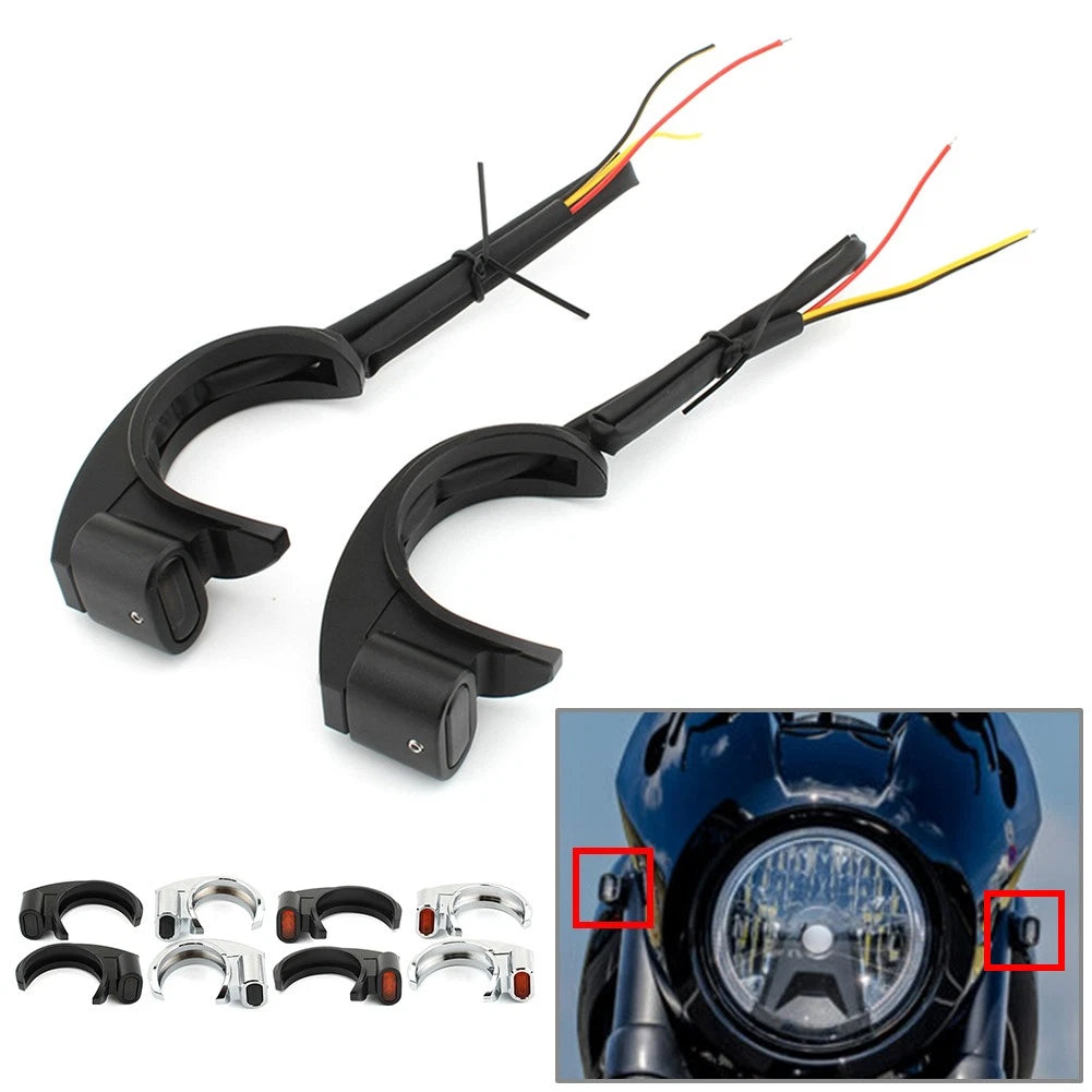 LED Front Turn Signal Light for Harley 39-41mm Front Fork Shock Absorber
