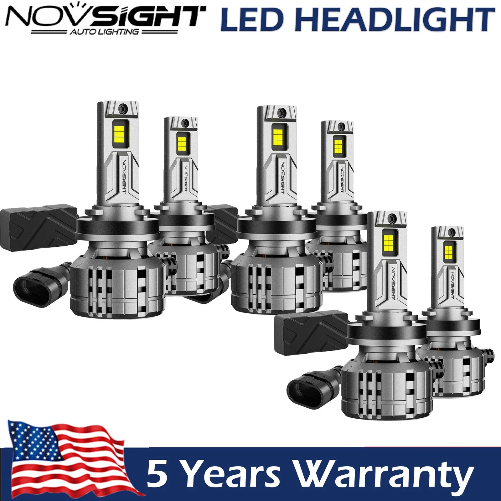 6X H11 LED Headlight Bulbs for H11 (6500K)