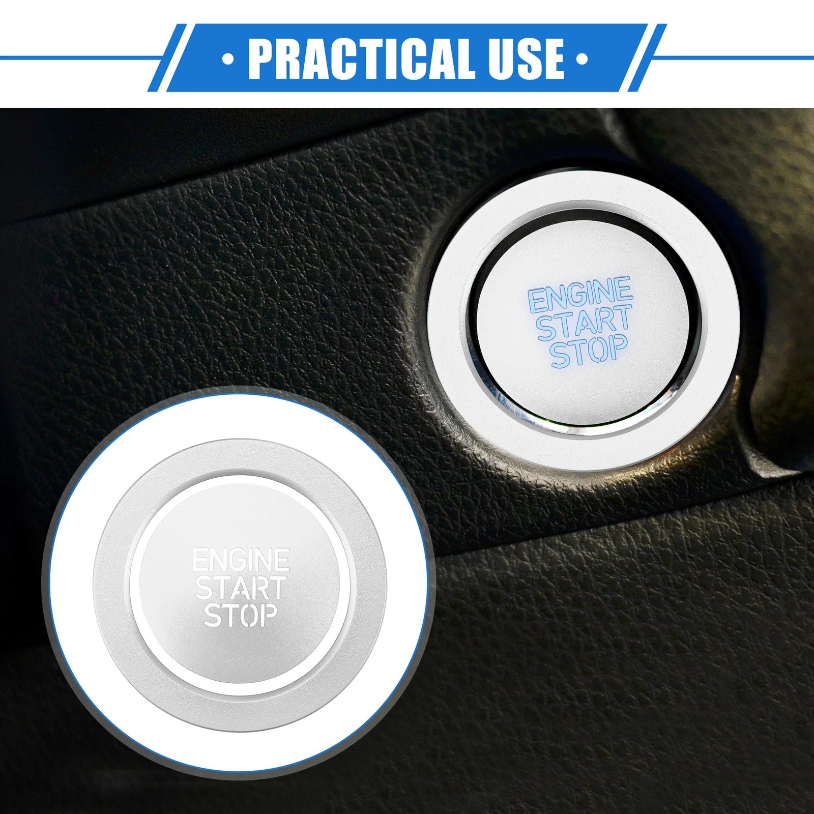Engine Start Stop Button Cover Kit for Hyundai Sonata (2020–2023) Silver