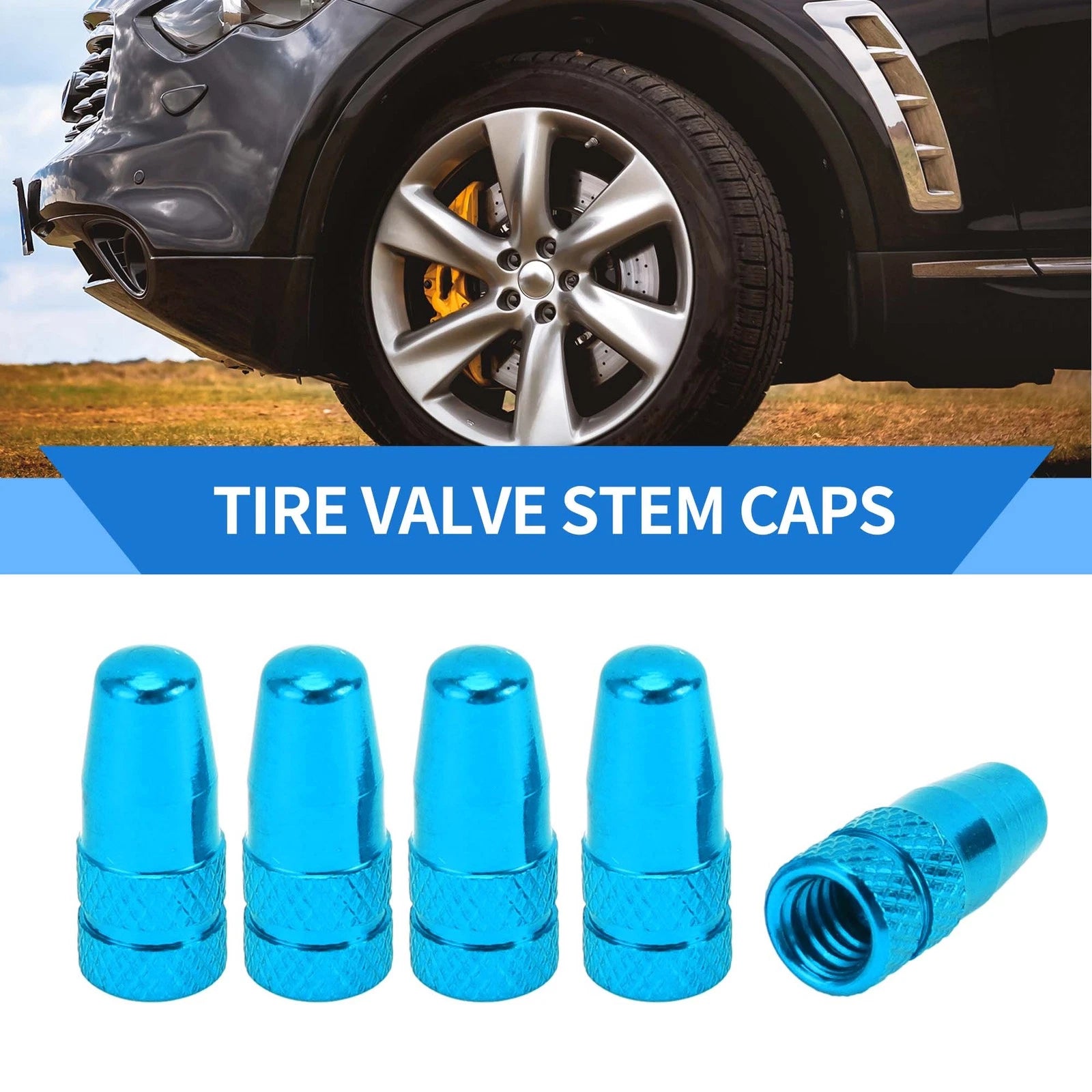 Tire Valve Stem Caps Replacement for Car SUV Bike RV (5 Pack) (—2026)