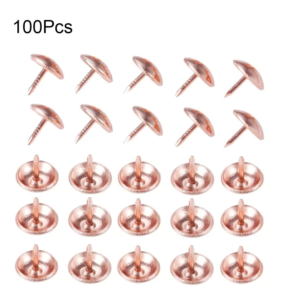 100Pcs Rose Color Upholstery Nails for Furniture, Jewelry Box, Sofa Bed