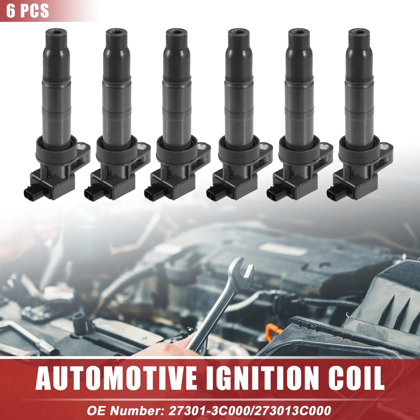 6 Pcs Ignition Coil Replacement for Hyundai Santa Fe (2007–2018)