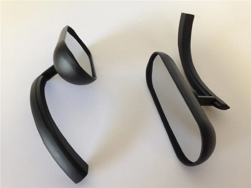 Black Custom Mini Oval Mirrors for Universal Motorcycles (8mm 10mm Thread)