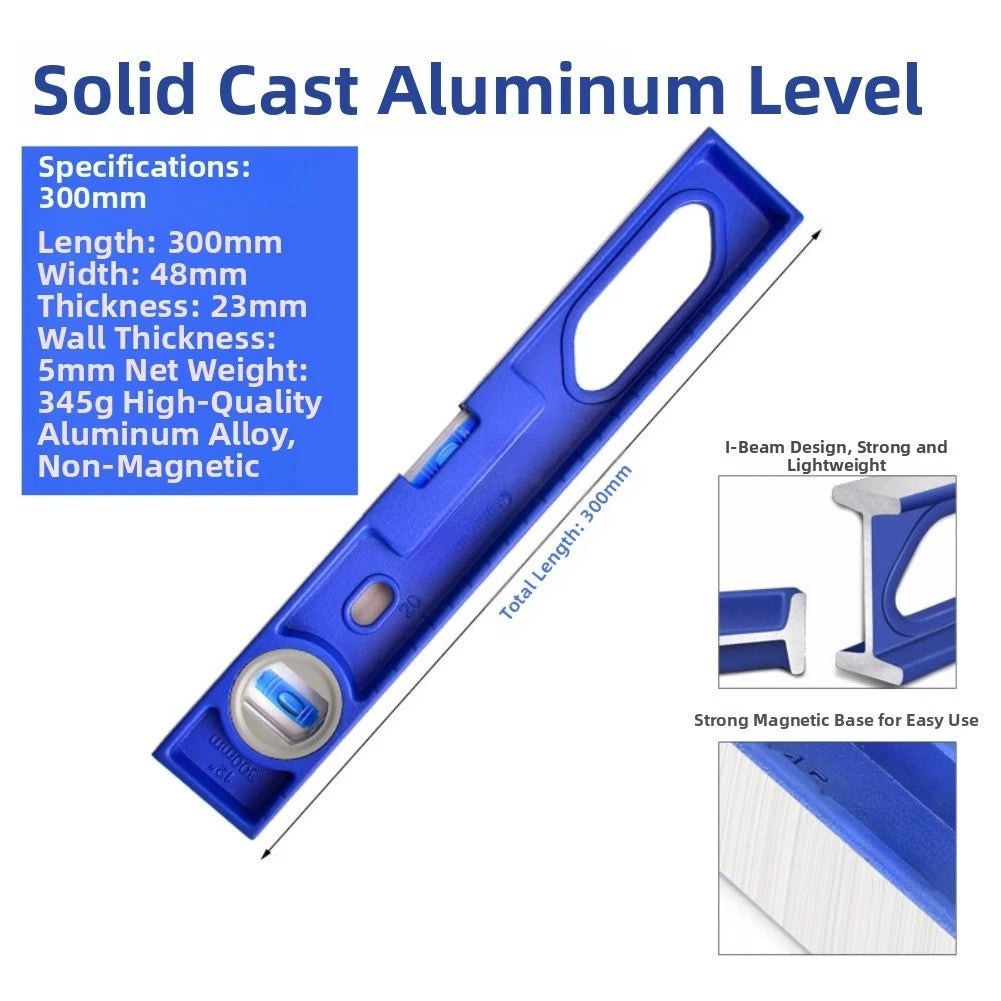 30cm Cast Aluminum Level I Shape Bubble Vial with Ergonomic Handle