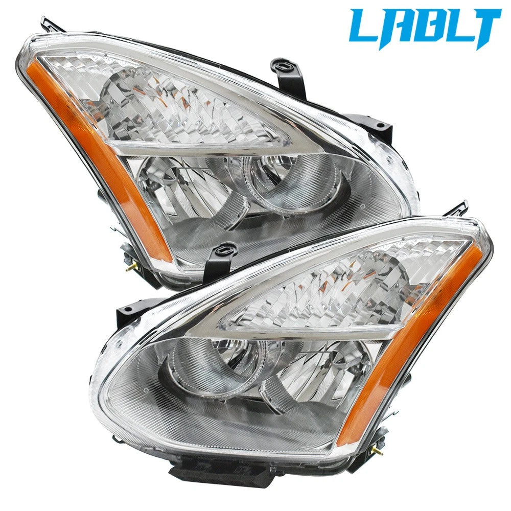 Set of 2 Chrome Clear Headlights for Nissan Rogue (2008–2013)