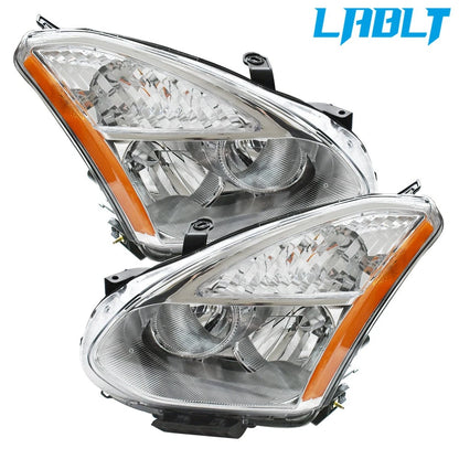 Set of 2 Chrome Clear Headlights for Nissan Rogue (2008–2013)