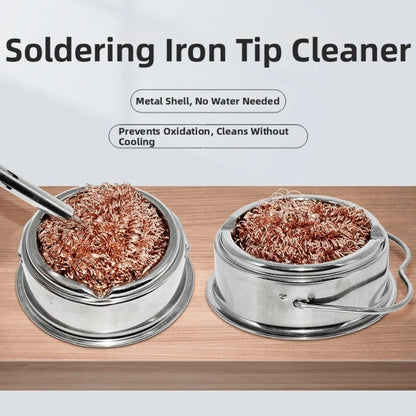 Compact Solder Iron Tip Cleaner with Brass Wire Sponge Ball and Holder