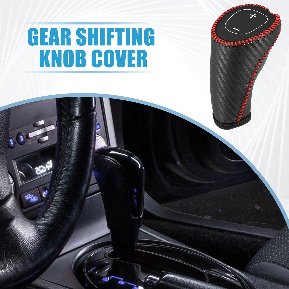 Gear Shifting Knob Cover Trim for Chevy Equinox Malibu Black Red Stitch