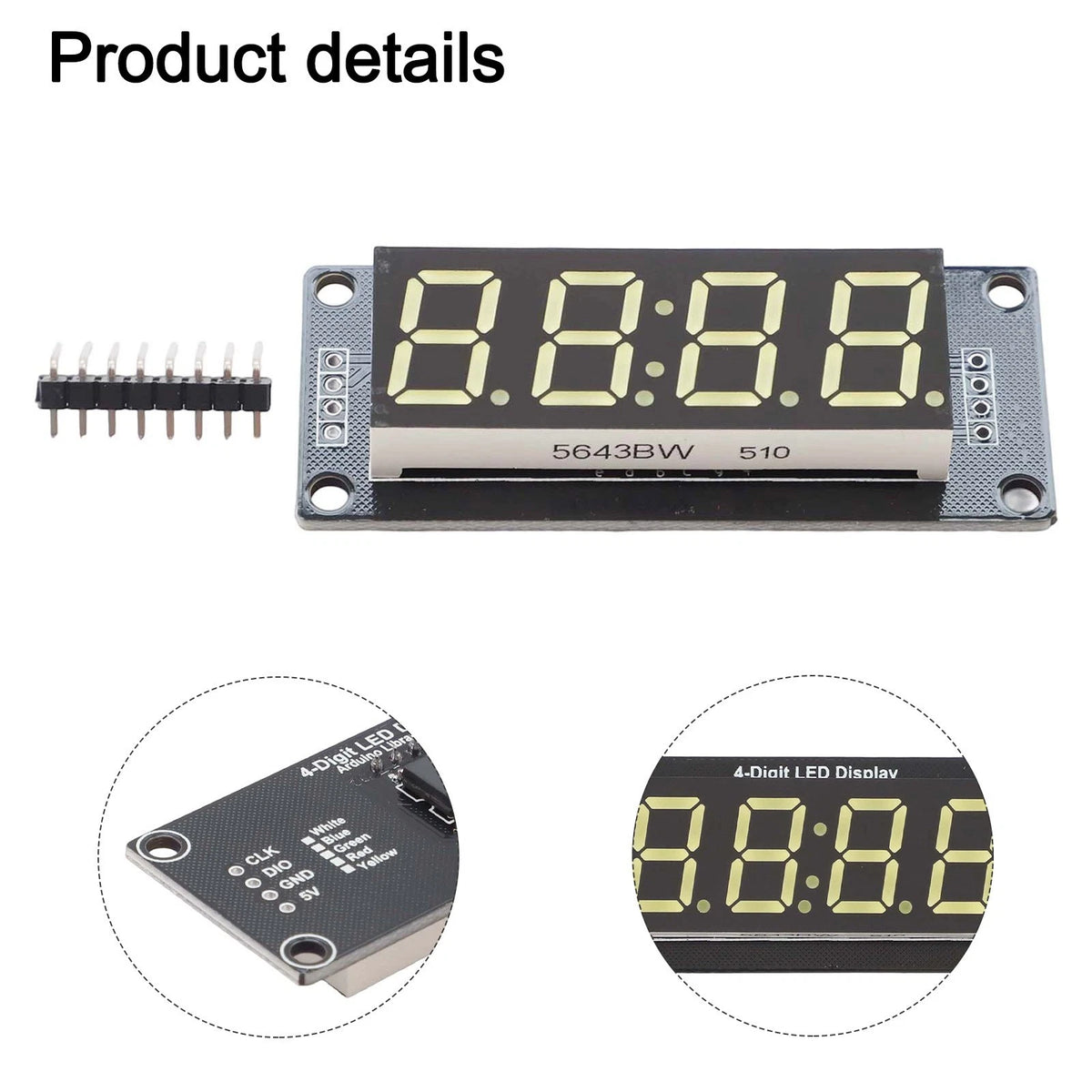 TM1637 RGB 4-Bit Digital LED Clock Tube Display for Arduino