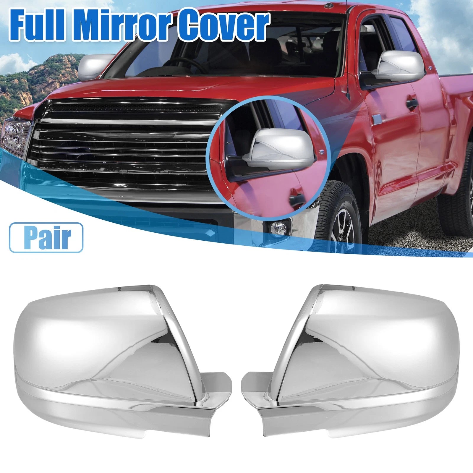 Chrome Mirror Covers Pair Replacement for Toyota Tundra (2007–2021)