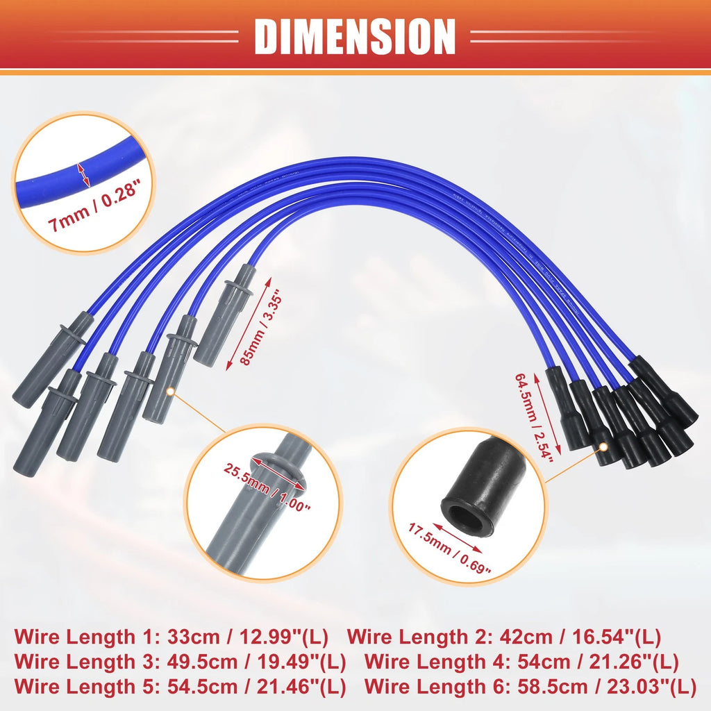 6 Pcs Spark Plug Wire Ignition Coil Cable No. 05019593AA for Chrysler Pacifica (2017–2020)