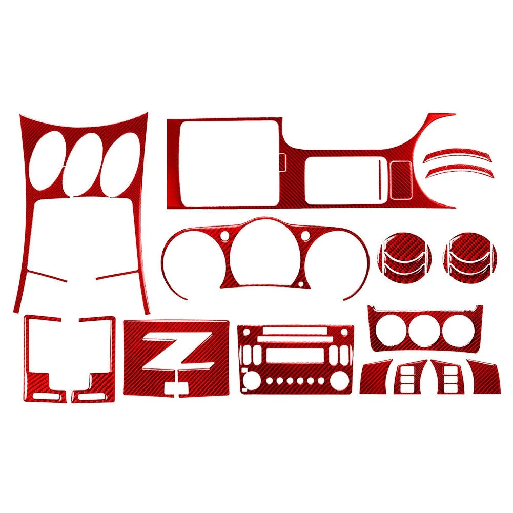 27 Pcs Interior Decoration Frame Cover for Nissan 350Z (2003–2009) Red