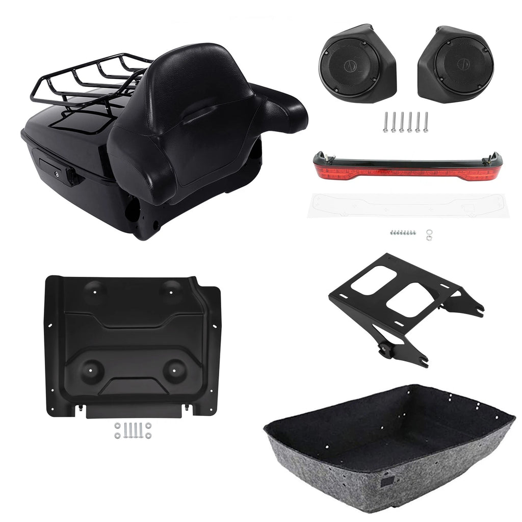 Trunk Backrest Mount Rack Light Speakers for Harley Touring (2014–2026)