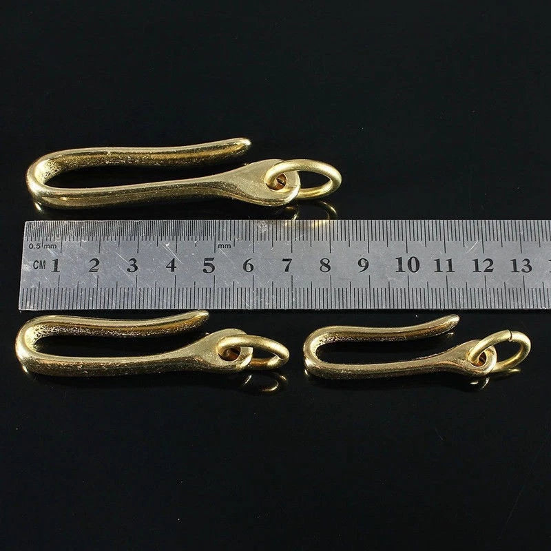 Retro Solid Brass Keychain Key Ring for Wallet, Belt, Hook (3 Sizes)