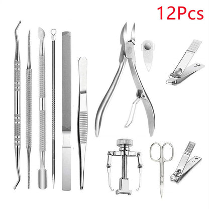 Ingrown Toenail Tool Kit - 12 Pack Clipper Lifter Pusher Nipper File