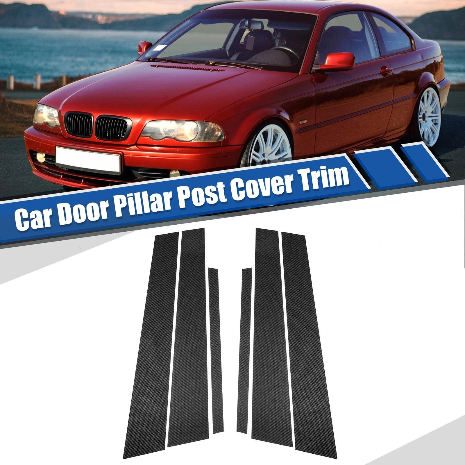 Window Pillar Post Cover Trim Gloss Carbon Pattern for BMW 3 Series E46 (1999–2006)