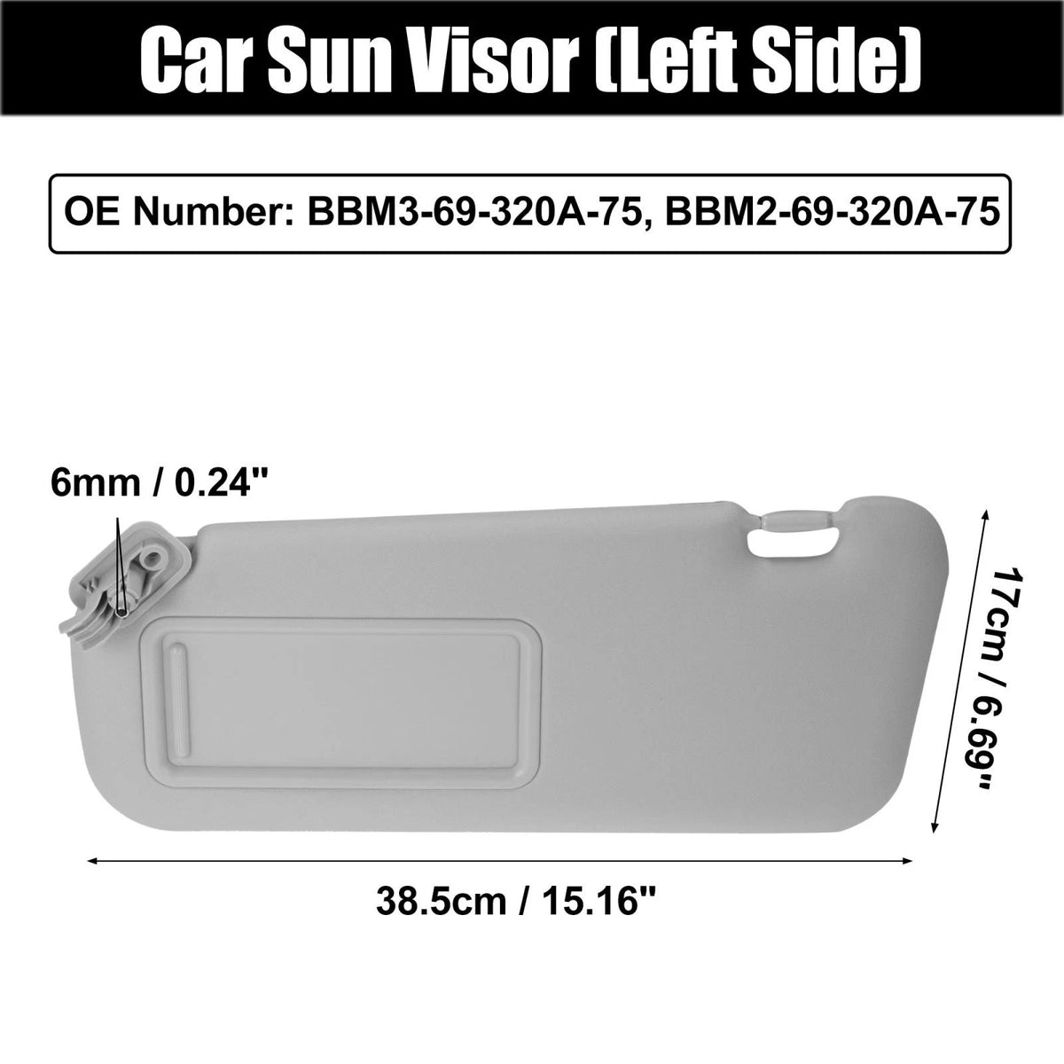 Front Left Car Sun Visor Replacement for Mazda 3 (2010–2013)