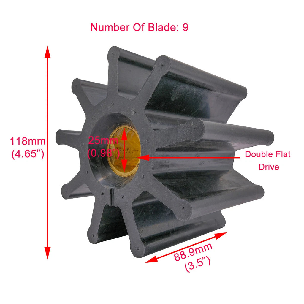 2X Water Pump Impeller for Jabsco 18786-0001, CAT 7E-3022, 9Y5427, Detroit 23502086