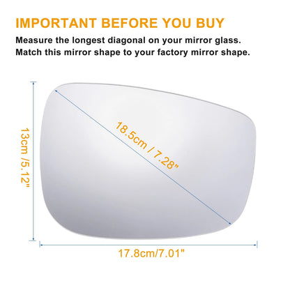 Left Right Heated Mirror Glass with Backing Plate for Mazda CX-3 (2016–2020)