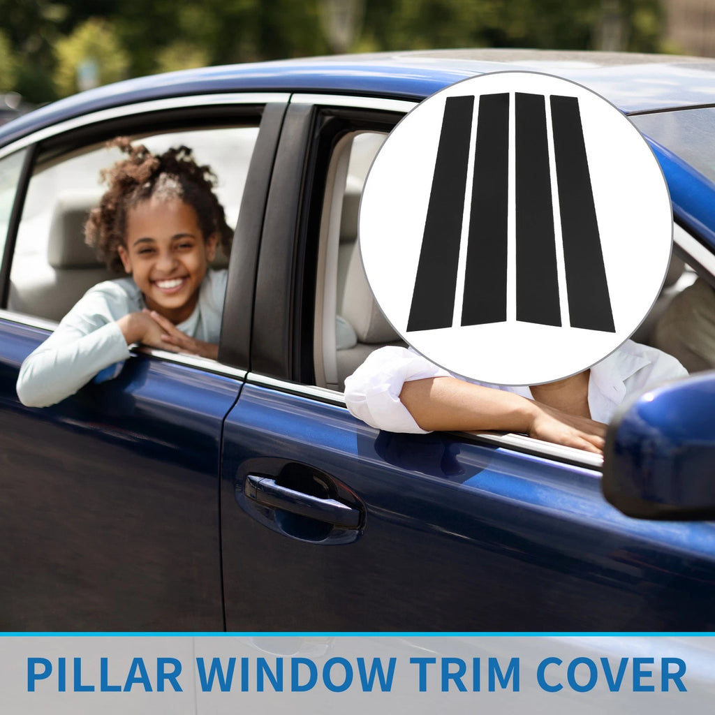 Door Pillar Window Trim Kit (4 Pcs) for Toyota Highlander (2008–2013) Black