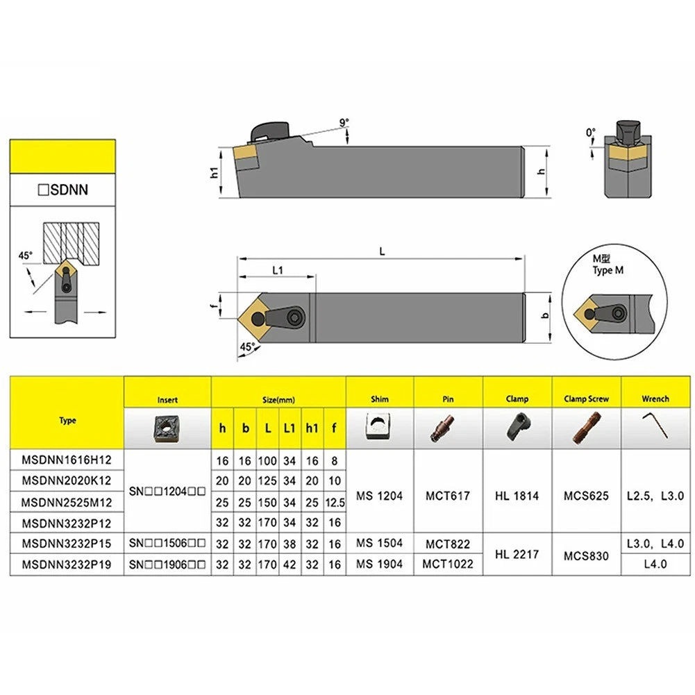 CNC Lathe Tool Holder for SNMG120408 Insert Right Hand Alloy Steel