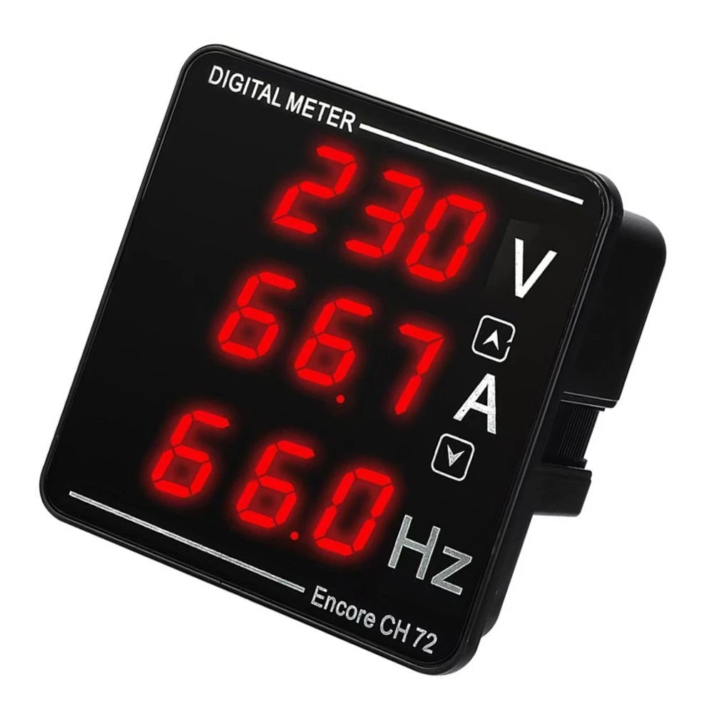 LED Digital Three Screen Display Voltage Current Frequency Meter