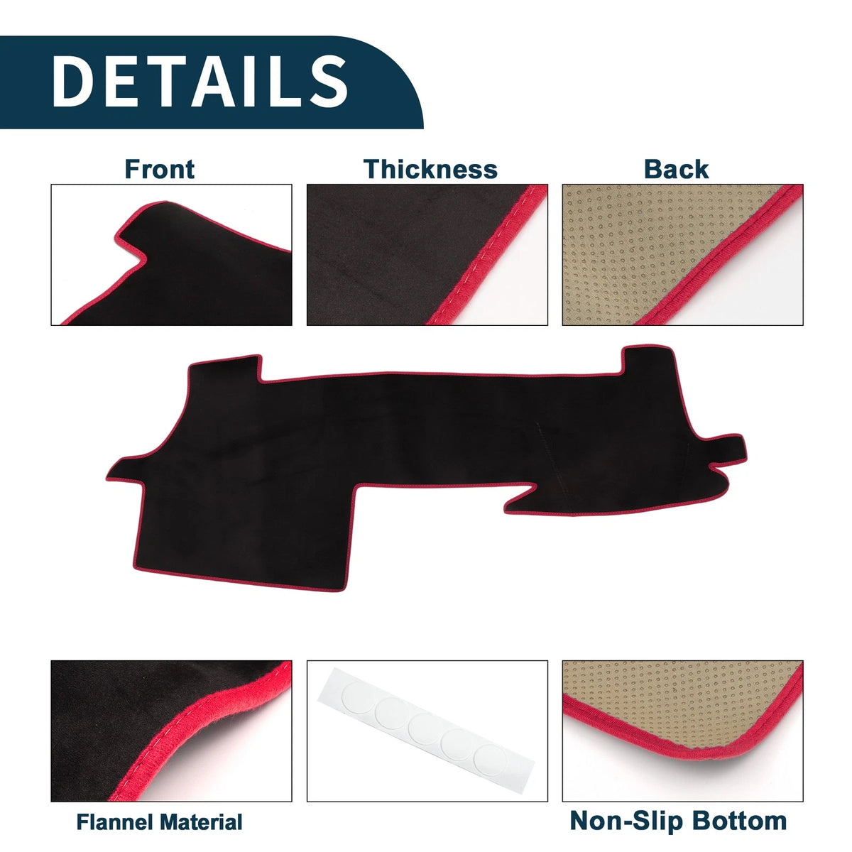 Dashboard Cover Mat for Toyota Mark X (2004–2020) Black Red