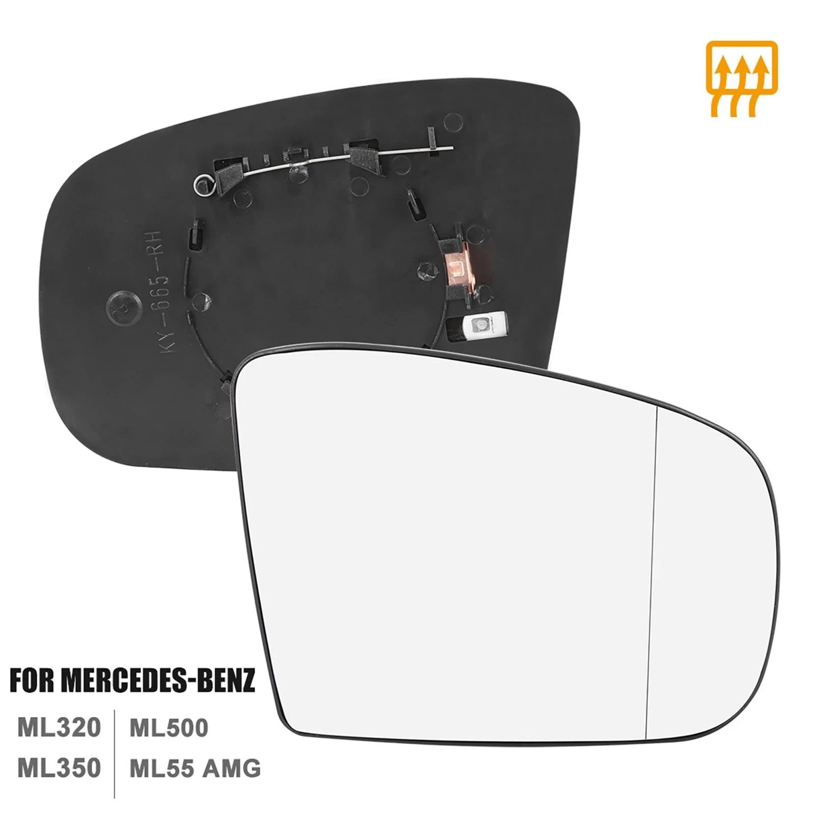 Heated Side Mirror Glass Right Passenger Side with Backing for Mercedes ML320 (2006–2011)