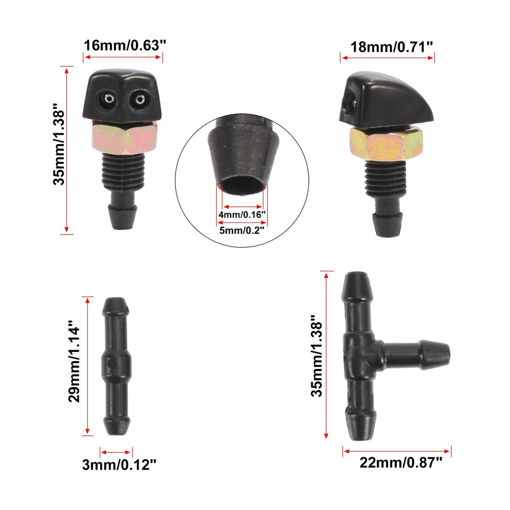Windshield Wiper Fluid Nozzle Kit 7pc for Toyota Ford (Universal)