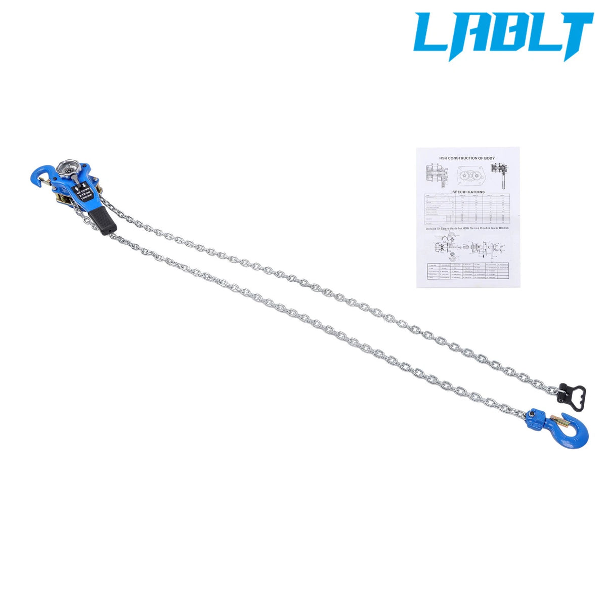 2X LABLT Lever Chain Hoist 1650LBS 10FT Manual with 2 Hooks G80