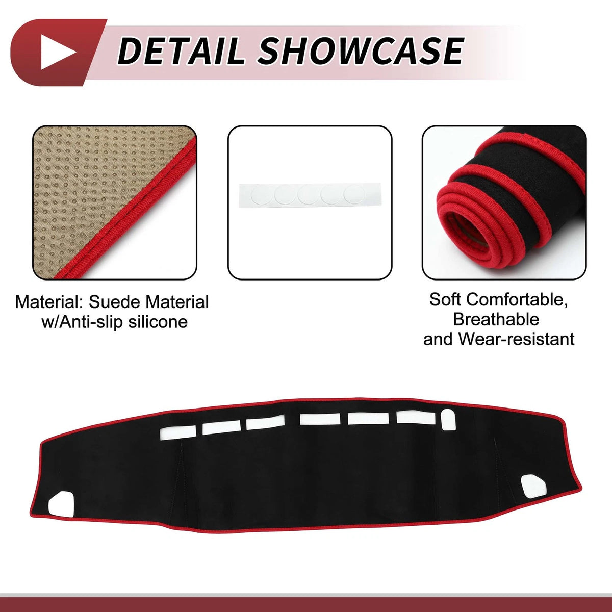 Dashboard Cover Mat for Daihatsu New Atrai S7 (2021–2024) Black Red