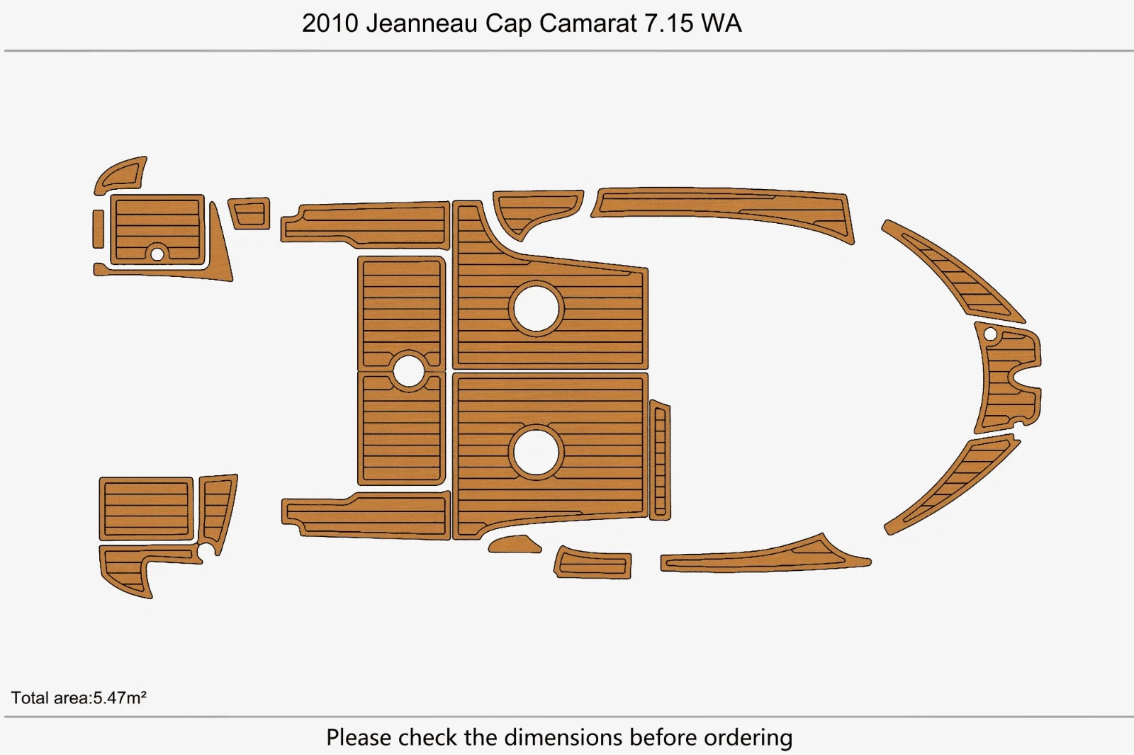 Swim Platform EVA Foam Teak Floor for Jeanneau Cap Camarat 7.15 WA (2010)