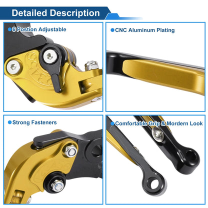 Adjustable Brake Clutch Levers for Yamaha MT125 (2014–2021) Gold Black