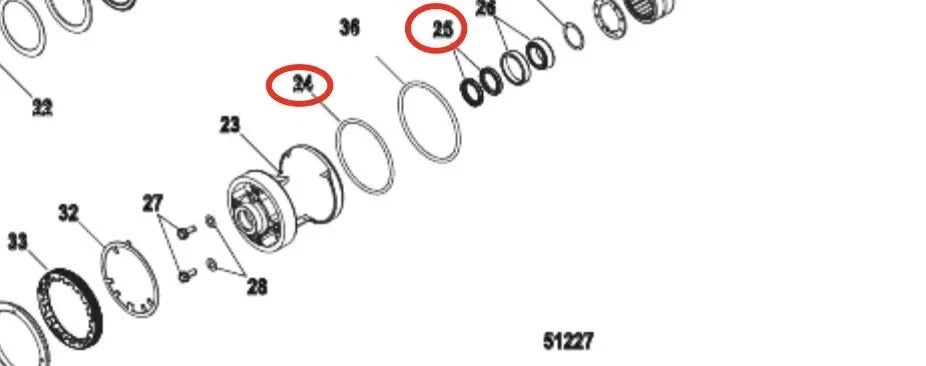 Lower Gearcase Seal Kit 888906 25-8M0000190 & Gasket 26-830749 for Mercury Marine