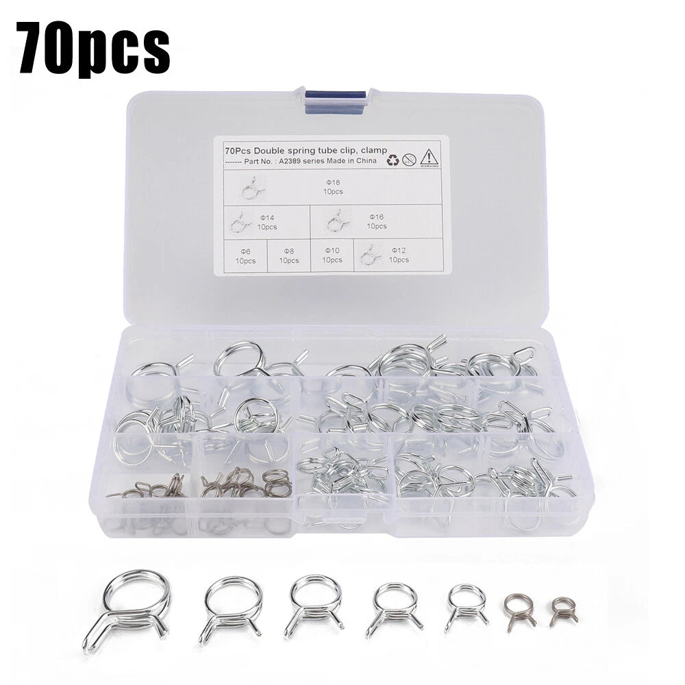 70pcs Fuel Line Hose Clamps for Various Makes and Models
