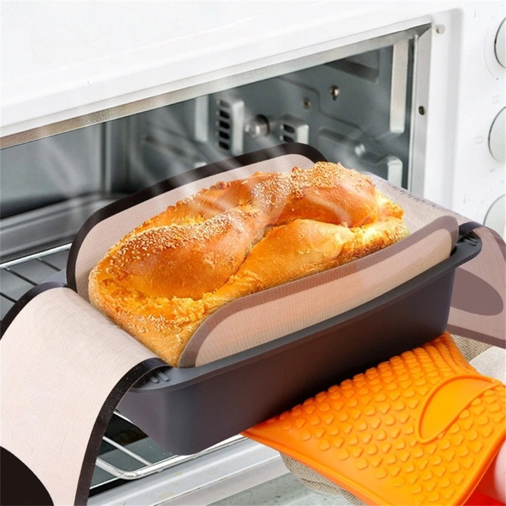 Set of 2 Reusable Non-Stick Silicone Bread Pan Liners Oven Safe