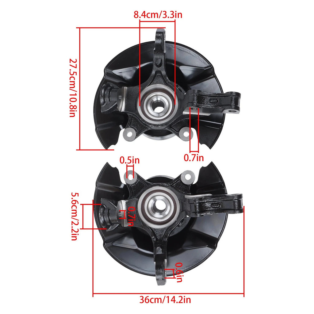 2X Front Steering Knuckle & Hub Bearing Assembly for Honda Ridgeline (2006–2014)