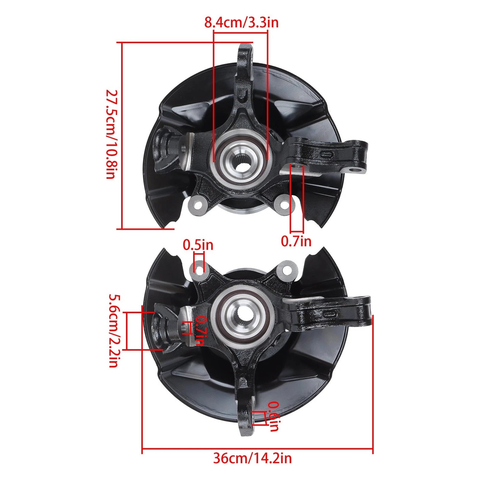 2X Front Steering Knuckle & Hub Bearing Assembly for Honda Ridgeline (2006–2014)