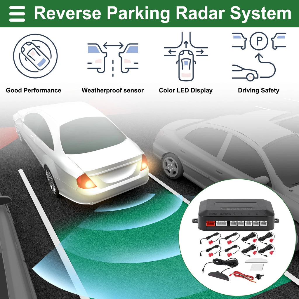 8 Pc Reverse Backup Radar System Parking Sensors for