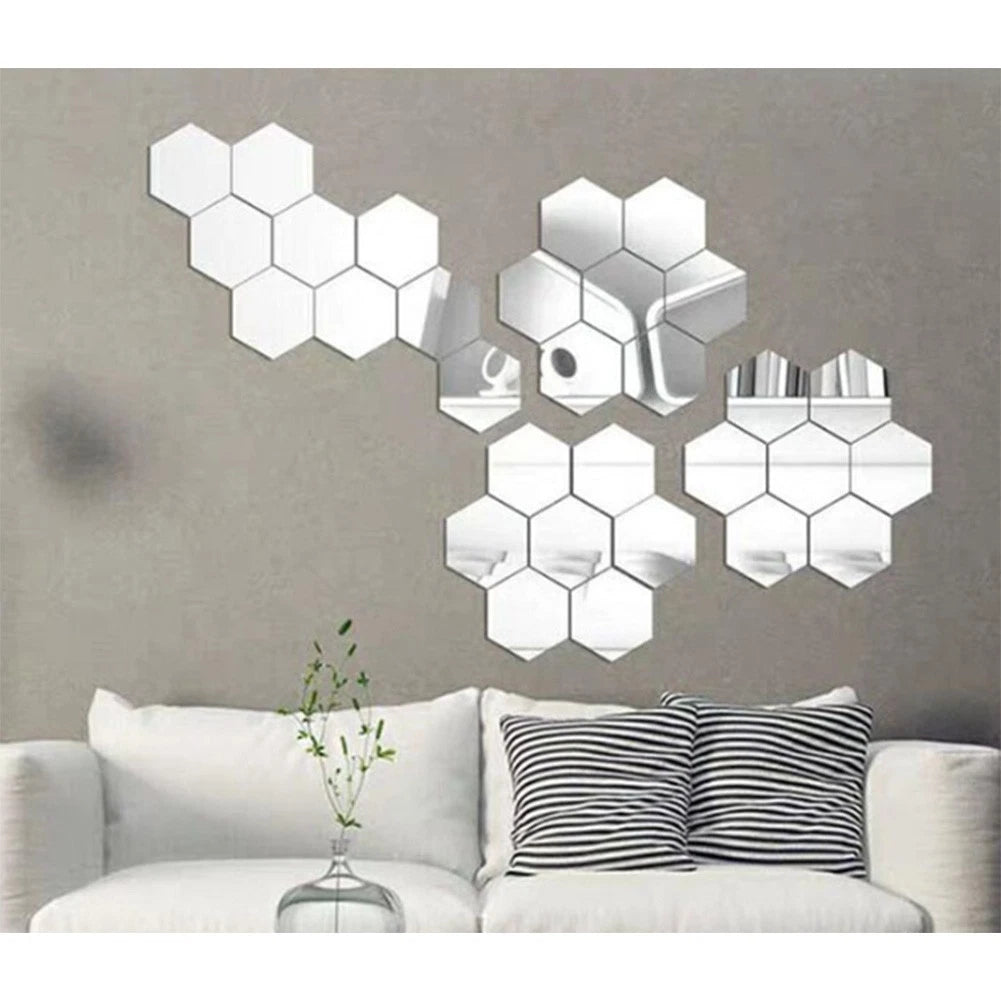 Hexagonal Mirror Peel-and-Stick Shatterproof Acrylic for