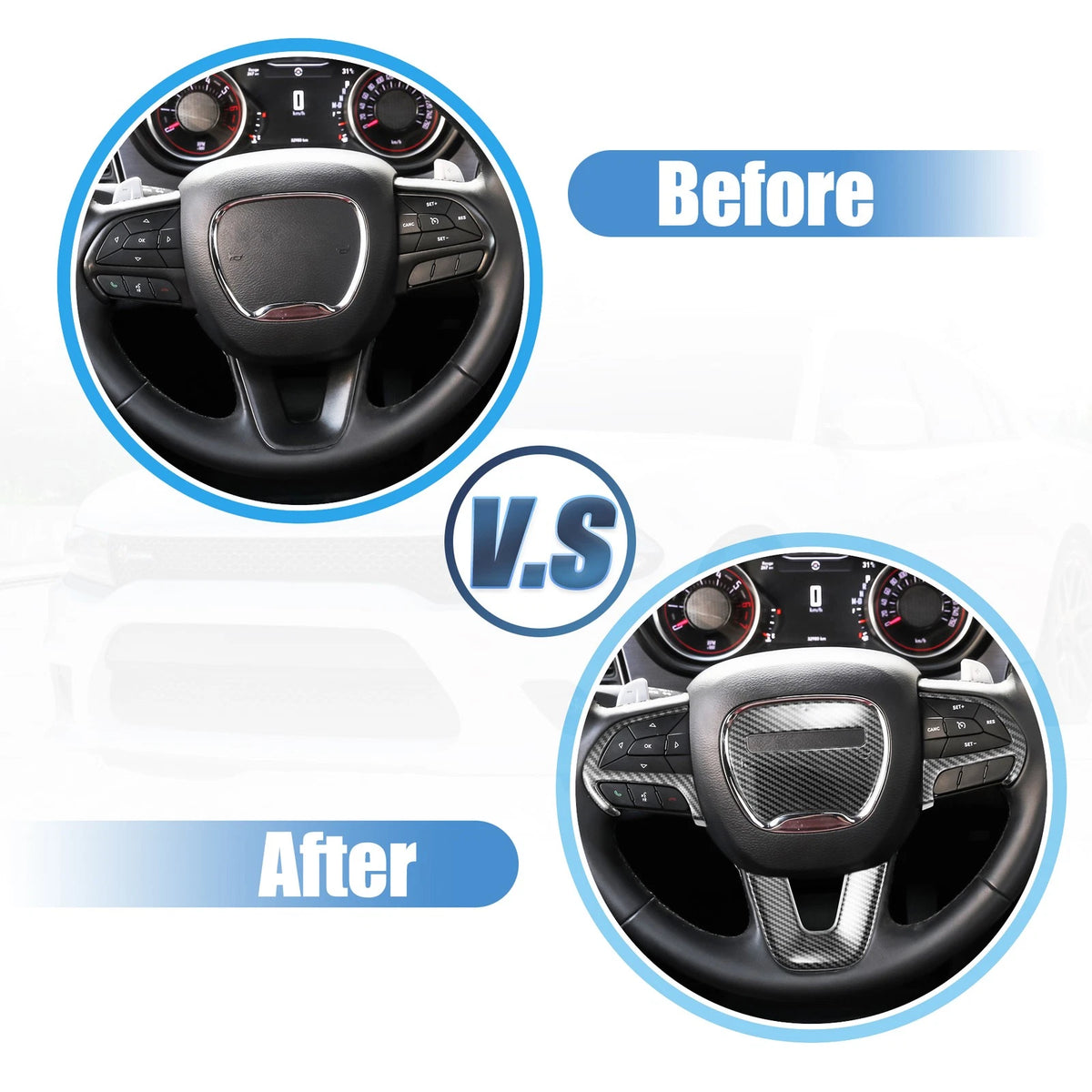 Steering Wheel Sticker Interior Trim Kit for Dodge Challenger 2015-2021
