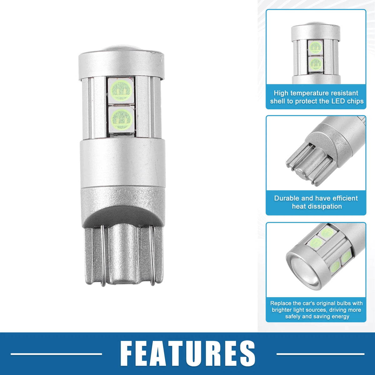 2X T10 194 168 W5W 2825 3030 9SMD Interior LED Bulbs for