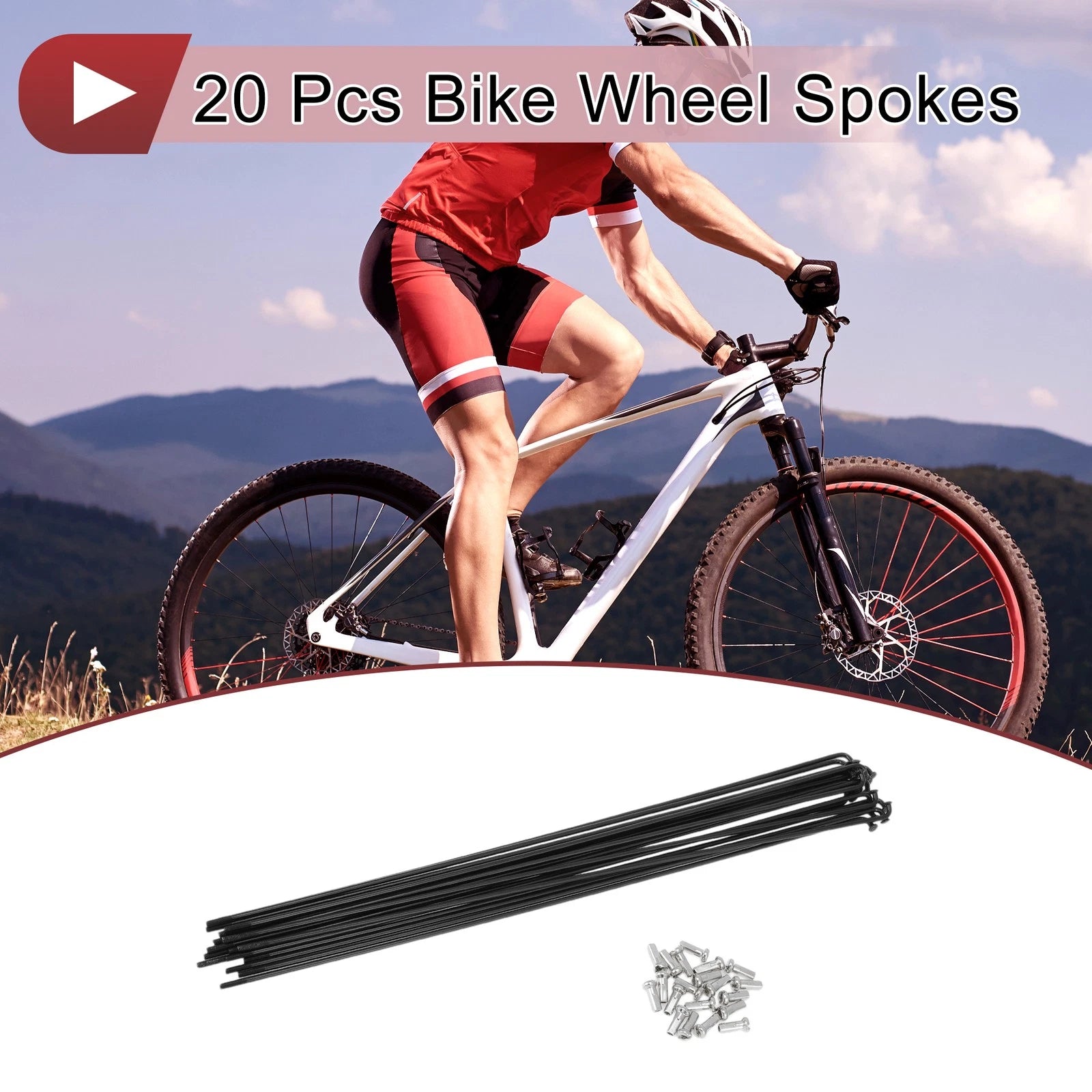 Bicycle Spokes Set 269mm Black 304 Stainless Steel for 20 Inch Wheels (269mm)